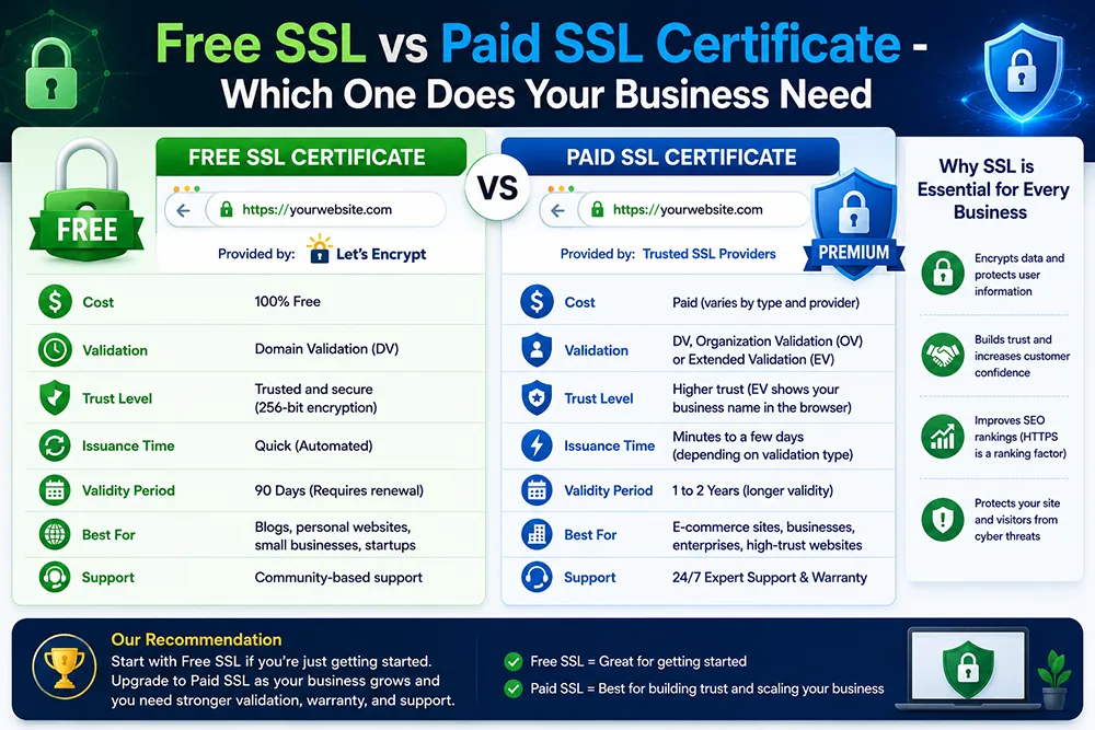 Free SSL vs Paid SSL Certificate - Which One Does Your Business Need Webomatic