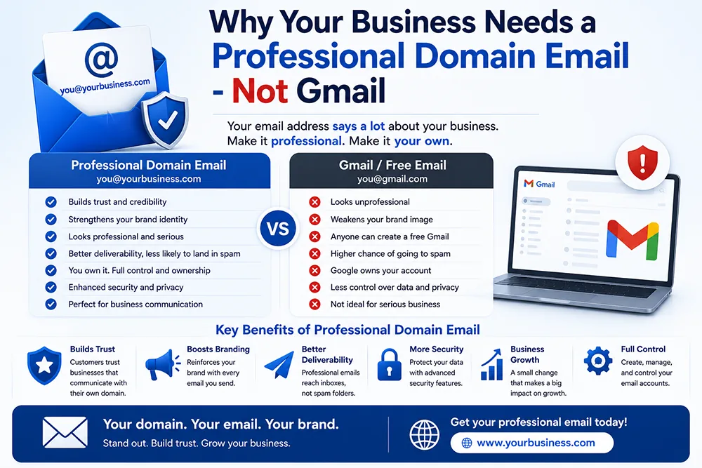Why Your Business Needs a Professional Domain Email - Not Gmail Webomatic