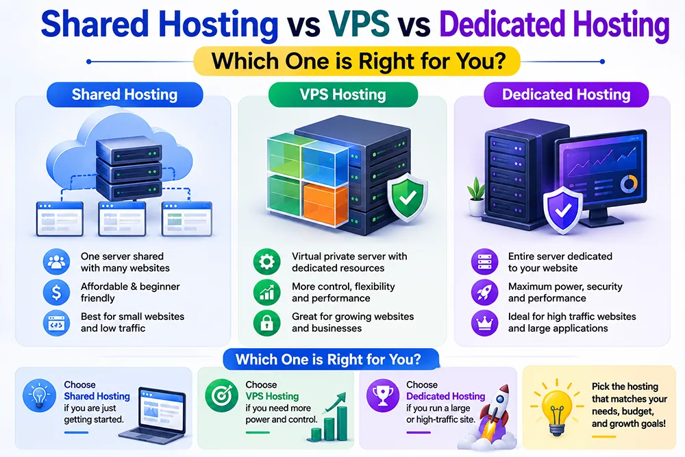 Shared Hosting vs VPS vs Dedicated Hosting - Which One is Right for You Webomatic