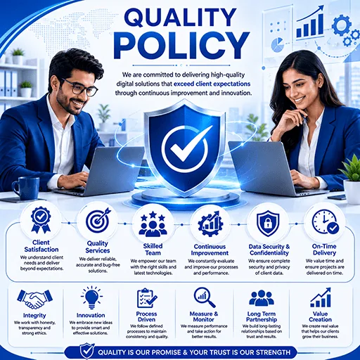 Quality Policy of Webomatic Website Designing Company Ahmedabad